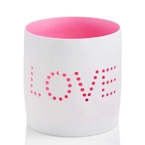 Holiday Lane Porcelain Led Love White Candle Holder Brand New